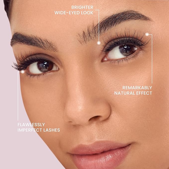 KISS The New Natural, False Eyelashes, 'Pearl Earring', 12 mm, Includes 4 Pairs Of Lashes, Contact Lens Friendly, Easy to Apply, Reusable Strip Lashes