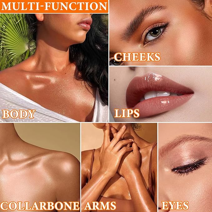 Glitter Blush Shimmer Highlighter Blusher Powder Makeup Face Powder Makeup(#inger） 04 G