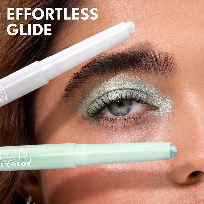 Covergirl Clean Multiline Eyeshadow Pencil, 298 Merry Mint, Vegan Formula, Shimmer Eyeshadow, Easy Application, Glides on Effortlessly, Blends Perfectly, 0.05oz