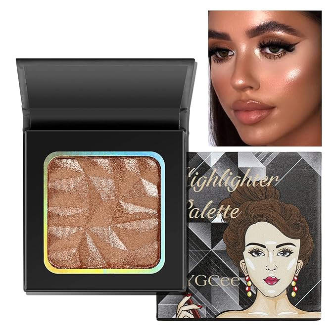 Shimmer Highlighter Palette Brown Color for Black Women,Highlight Face/Body,Long
