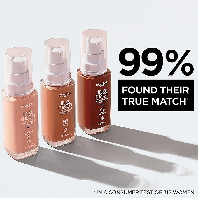 L'Oreal Paris True Match Super-Blendable Foundation, Medium Coverage 1 Fl Oz
