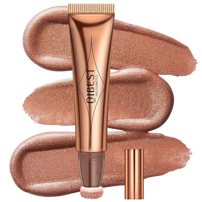 Mysense Liquid Highlighter Makeup,Highlight Bronzer Stick with Sponge Highlighter-Bronze Rose