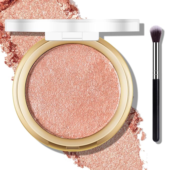 Baked Highlighter Powder Palette, Makeup Highlighter Powder Palette Gold Brown