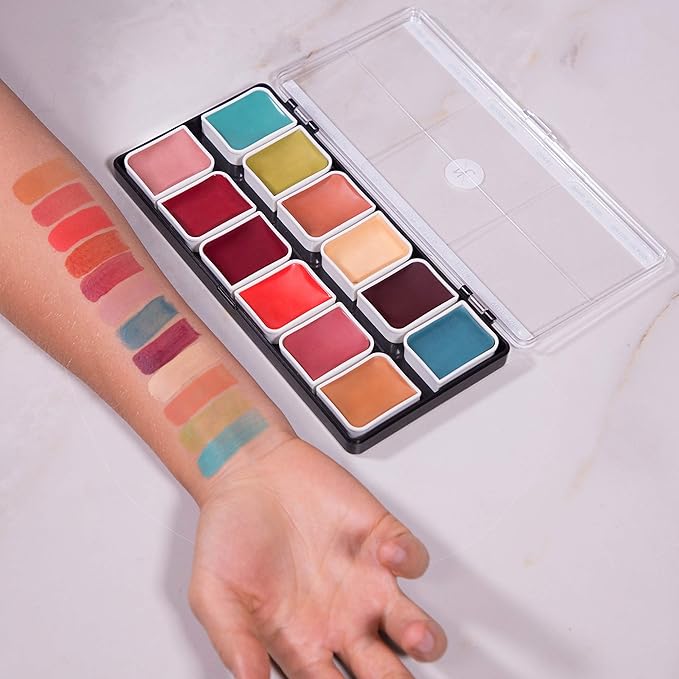 12-Color Complexion Alcohol-Activated Palette, Professional Quick Drying Waterproof