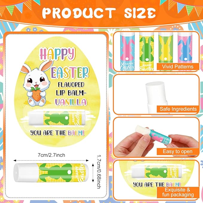48 Pcs Easter Lip Balm Bulk Egg