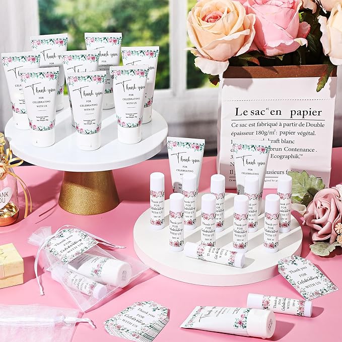 12 Sets Thank You Gifts Mini Sunscreen and Sunscreen Lip Balms Travel Size Thank You Gifts for Weddings Baby Shower Favors Supplies(Wedding)