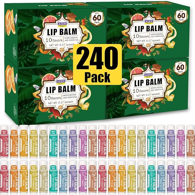 AZEN 240 Pack Lip Balm, Natural
