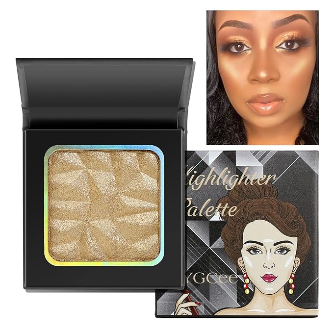 Highlighter Shimmer Makeup Palette Gold Colors,Shimmering Highlightering Pallet,Highly to Carry,Cruelty-Free
