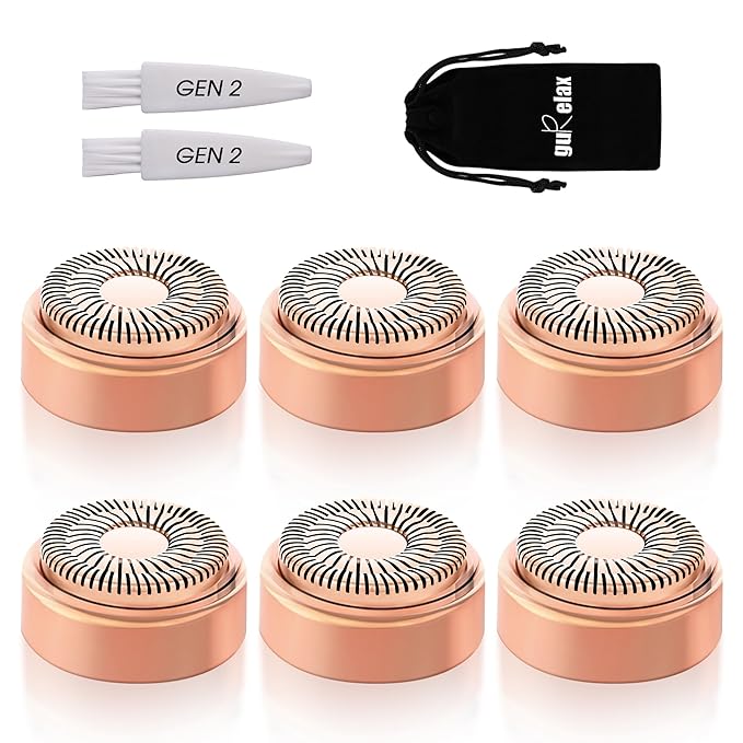 Replacement Heads for Flawless Facial Hair Remover, Gen 2 Replacement Blades Compatible with Finishing Touch Flawless Hair Removal, 18K Gold Painless Razor Head for Women（6 Pack）