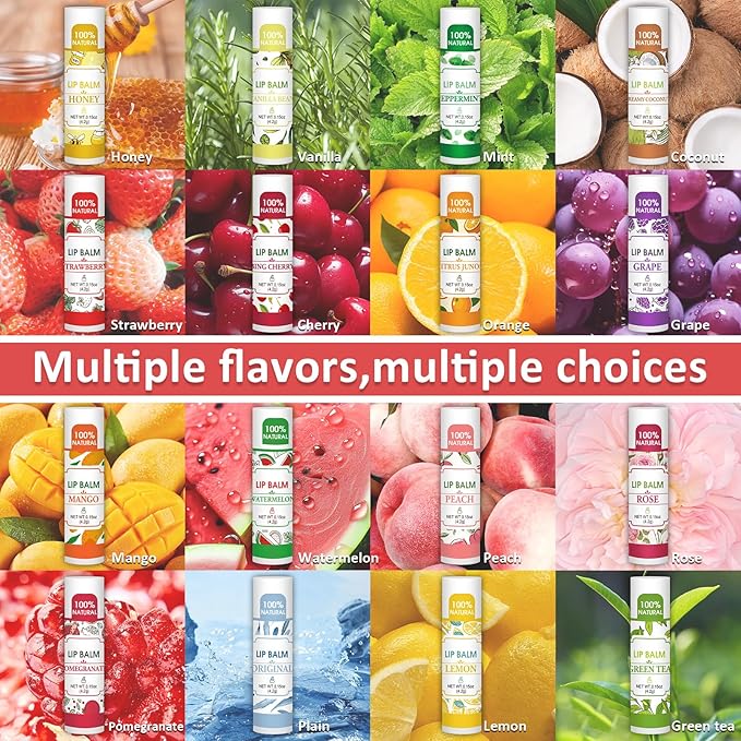 32 Pack Lip Balm, Natural Lip