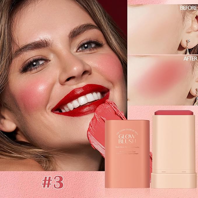 DAGEDA Cream Blush For Cheeks, 2-in-1 Face Blush (Hot Red)