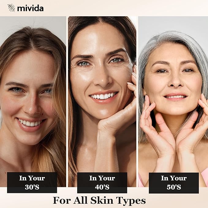 mivida Anti-Aging Super Serum with Retinol, Hyaluronic-Acid, Rosehip Oil, Vitamin C | All-In-One Face Serum For Wrinkles, Fine Lines, Dark Spot | 1oz