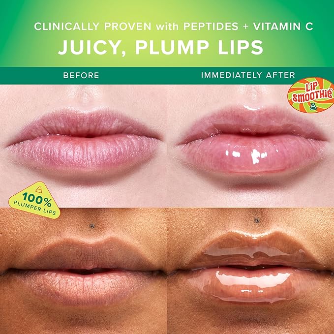 Farmacy Peptide Lip Balm - Lip Smoothie Hydrating Lip Balm with Vitamin C to Visibly Plump + Smooth Lip Lines - Nourishing Lip Treatment with a High-Gloss Finish - Pear Kiwi (10g)