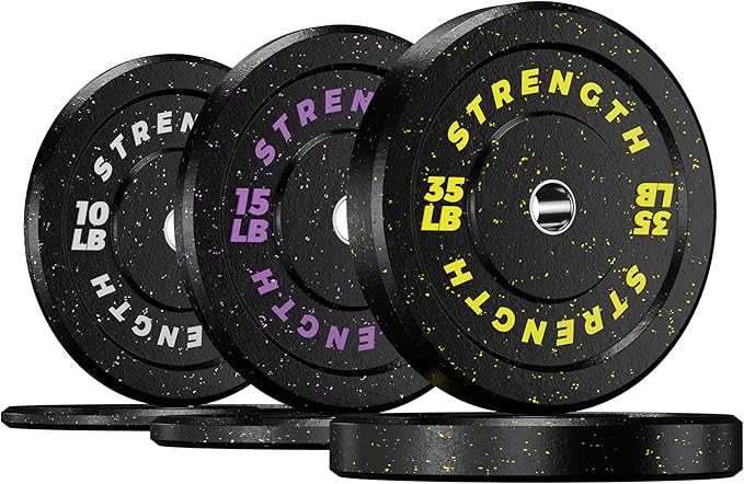 GIKPAL Bumper Plates 2-inch Rubber 10lbs-55lbs