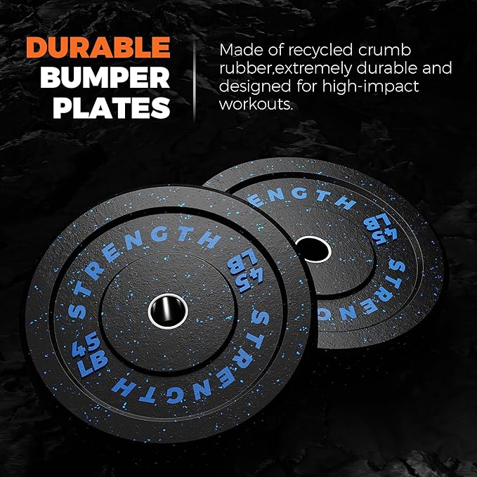 GIKPAL Bumper Plates 2-inch Rubber 10lbs-55lbs