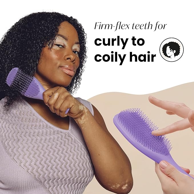Tangle Teezer Ultimate Detangler Curly Hair Brush, Dry & Wet Hairbrush, Reduces Frizz & Breakage, for 3C to 4C Curly Hair Types, Purple Passion