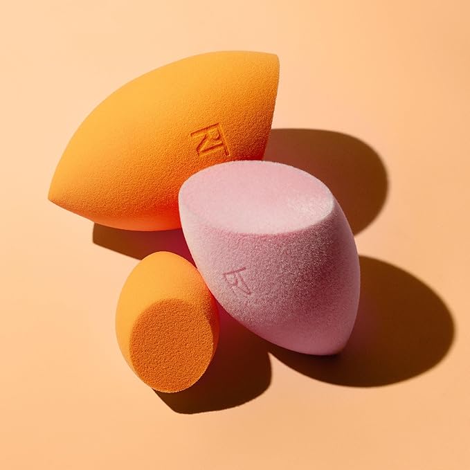 Real Techniques Ultimate Makeup Sponge Trio, Makeup Blending Sponges, For Liquid, Cream, & Powder Products, Powder & Foundation Sponges, Mini Makeup Sponge, Latex-Free Foam, Travel-Friendly, 3 Count