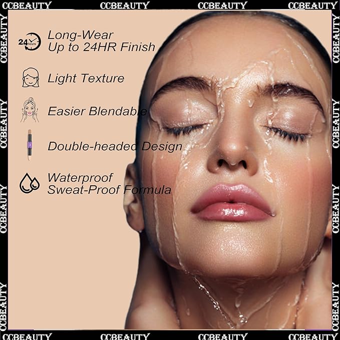 CCbeauty 2-IN-1 Matte Contour Stick Makeup,Cream Dual Highlighter & Waterproof