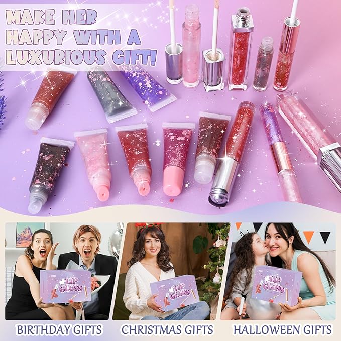 Lip Gloss Making Kit, Make Your Own Lip Gloss Kit, DIY Lip Gloss Making Supplies, Moisturizing Glitter Lip Kit Lipgloss Making Kits, Lipgloss Sets for Girls Tween Girls Trendy Stuff Women