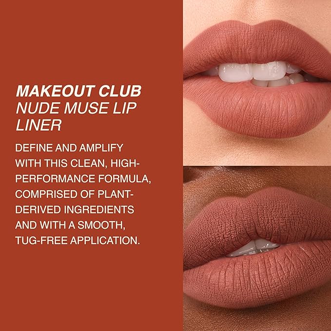 Freck Beauty MAKEOUT CLUB Nude Muse Lip Liner, Non Drying, Smooth Highly Pigmented Retractable Liner, Infused with Jojoba and Hyaluronic Acid, 02 - Warm Pink Nude