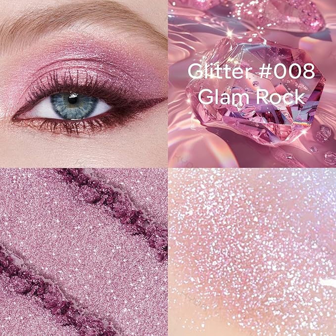 KYDA Single Glitter Eyeshadow, Bright Purple Diamond Glow Eyeshadow, Ultra-fine Lightweight Powder, Blendable Formula, Daily Glitter Eyes Makeup, Glam Rock