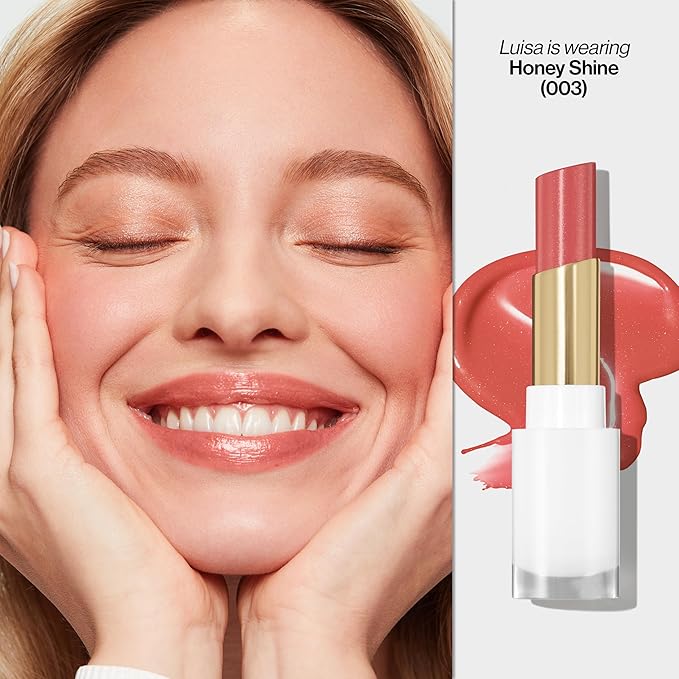 REVLON Super Lustrous Glass Shine Balm, Hydrating Tinted Lipstick, Sheer, Glossy Shiny Finish, 003 Honey Shine, 0.11 oz