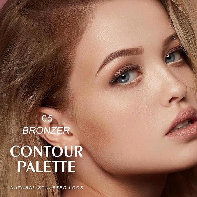 KYDA Face Sculpting Contour Palette, Natural Shimmer Smooth Contour Makeup-BRONZER