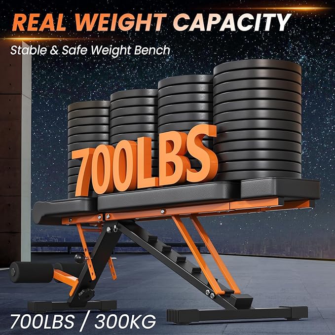 700-880LBS Adjustable Weight Bench - Bonvork Foldable Workout 80 X 40MM Heavy