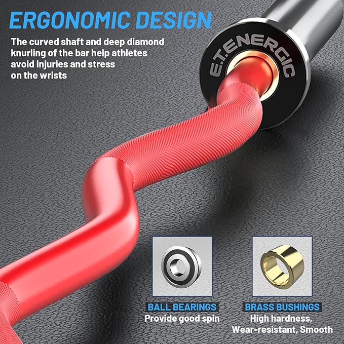 47" Olympic EZ Curl Bar 500-lbs Capacity Steel 2" Barbell