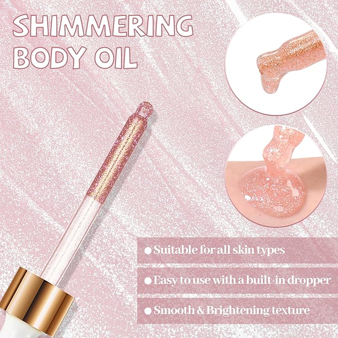Shimmering Body Oil,Face & Body Glitter Makeup Liquid for Women