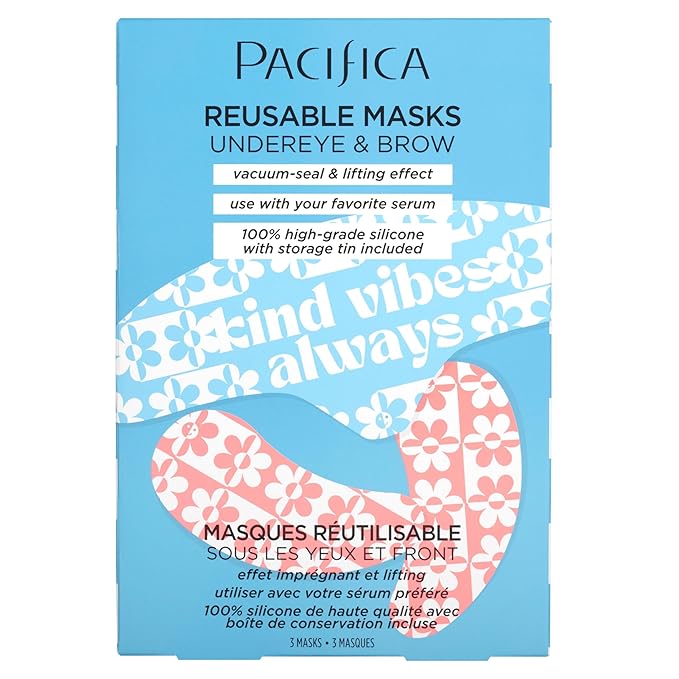Pacifica Reusable Mask Set – Silicone Undereye & Brow Mask Set for Forehead & Under Eye, Anti-Wrinkle, Firming, Pair with Serum, Vegan & Cruelty-Free, 3 Pieces