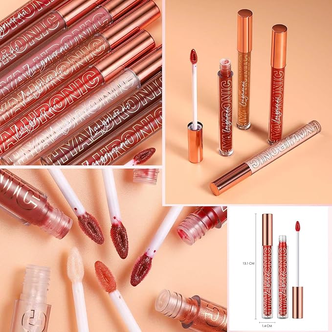 Honey Lip Gloss Lip Plumper Gloss Glitter Tinted Lip Plumping Lip Gloss for Girls Teens Plumper Long Lasting Moisturizing Lip Oil Shimmer Natural Sparkly Lipgloss Lip Balm for Women(05#)