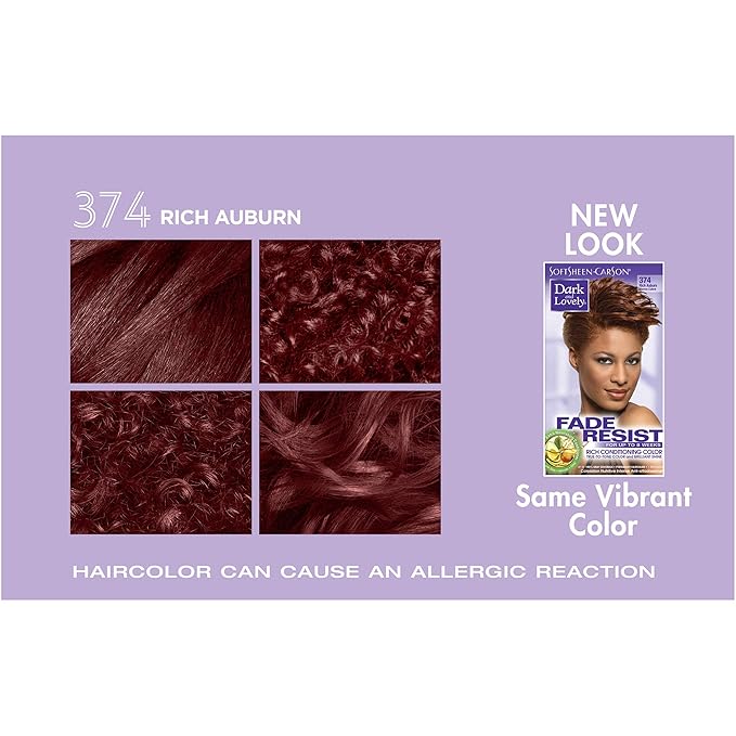 SoftSheen-Carson Dark and Lovely Fade Resist Rich Conditioning Hair Color, Permanent Hair Color, Up To 100 percent Gray Coverage, Brilliant Shine with Argan Oil and Vitamin E, Rich Auburn