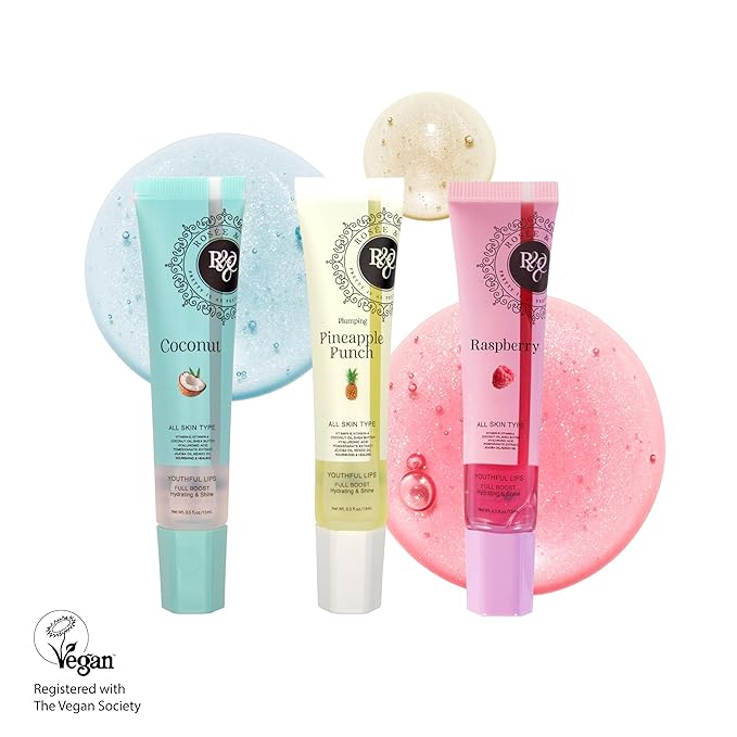 ROSÉE & CO Rosee Lip Gloss Vegan & Cruelty Free Treatment, Professional Make up, Long Lasting Glossy with Shea Butter, Moisturize, Protect & Smooth, High Shine, Non-Sticky (c.Coconut, 0.5)