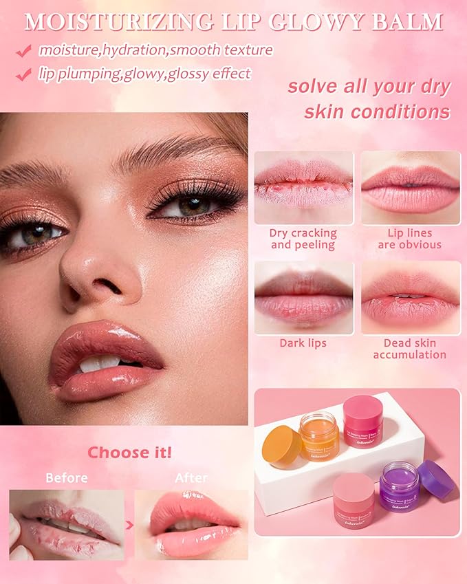 2Pcs Lip Glowy Balm & Lip Lip,Lip