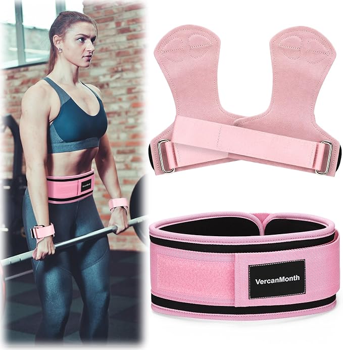 2 Pack Weight Lifting Belt and Lifting Straps 4'' Wide