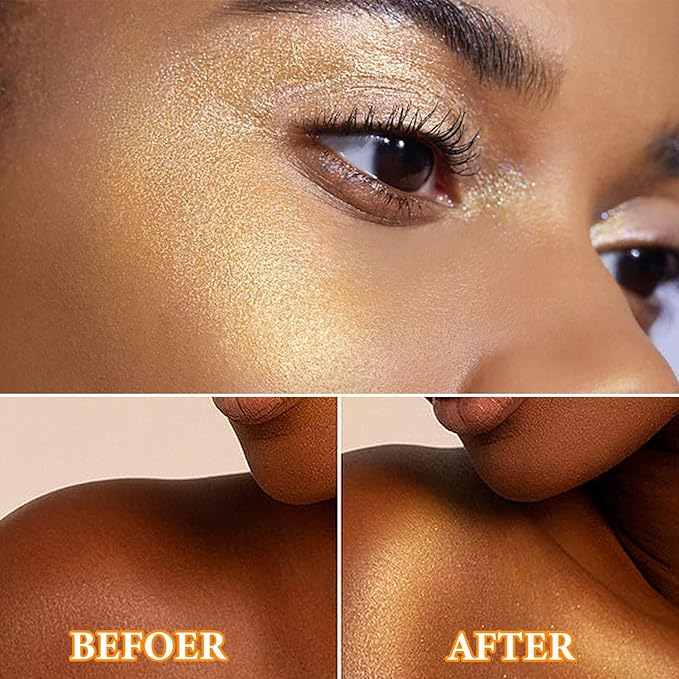 Body Shimmer Oil,Body Shimmer Luminizer for Face & Body Makeup(Gold)