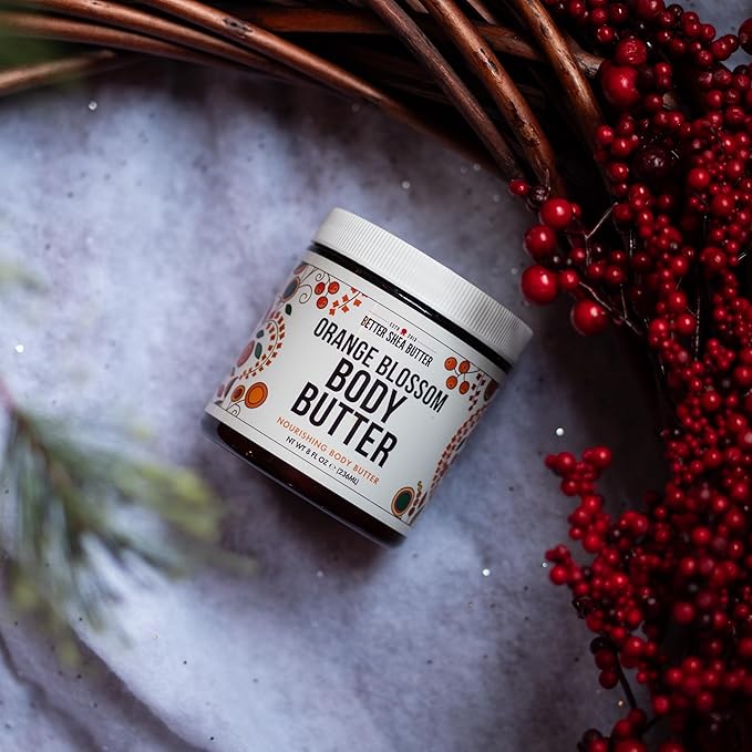 Deep Hydration ORANGE BLOSSOM Body Butter for Dry Skin | Natural Body Lotion for Women with Raw Shea Butter | No Synthetic Fragrances | 8 oz