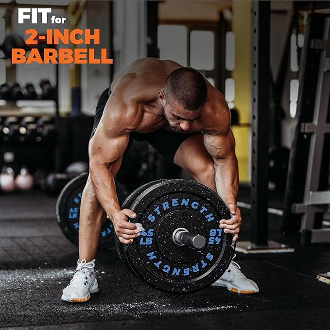 GIKPAL Bumper Plates 2-inch Rubber 10lbs-55lbs