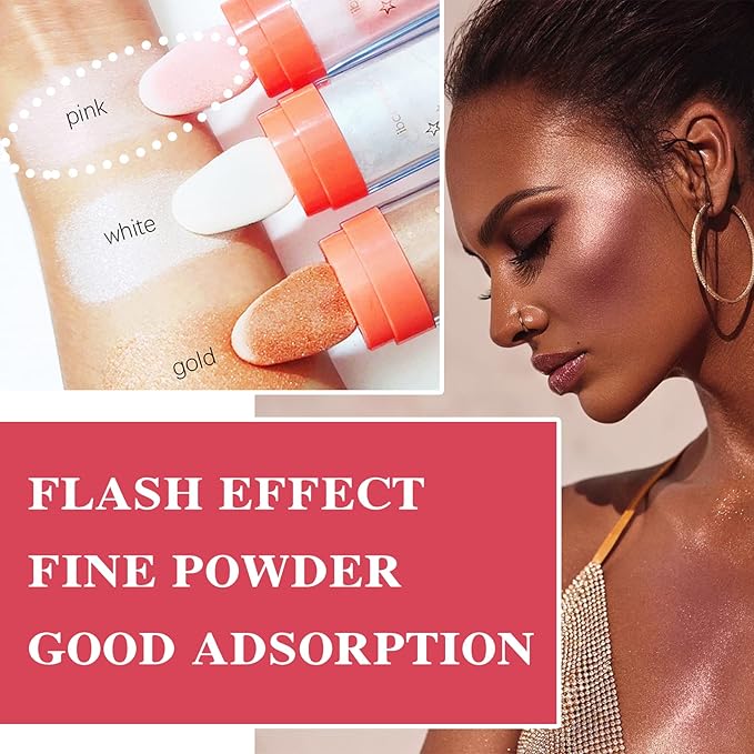 Polvo De Hadas Highlighter Powder Stick Body Face Makeup Gift-Pink