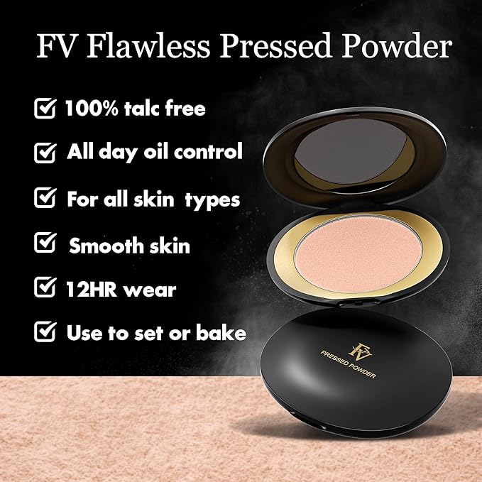 FV Matte Finish Pressed Powder, Long-Lasting, Lightweight, Oil-Control, 0.28 Oz