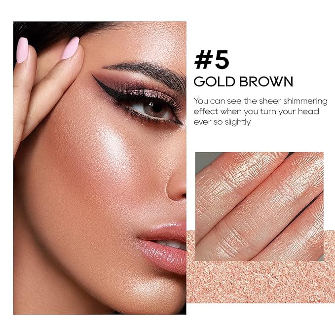 Baked Highlighter Powder Palette, Makeup Highlighter Powder Palette Gold Brown