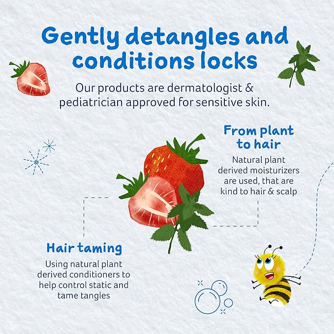 Childs Farm, Kids Hair Conditioner for Dry, Sensitive Skin & Scalp, Strawberry & Organic Mint, Conditions & Nourishes, Vegan, Cruelty-Free, 8.4 Fl Oz