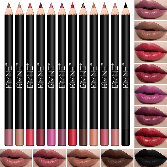 IS'MINE Matte Lip Liner Set - 12 Assorted Colors High Pigmented Natural Lip Makeup Soft Pencils Longwear Smooth Ultra Fine (Color Set -1)