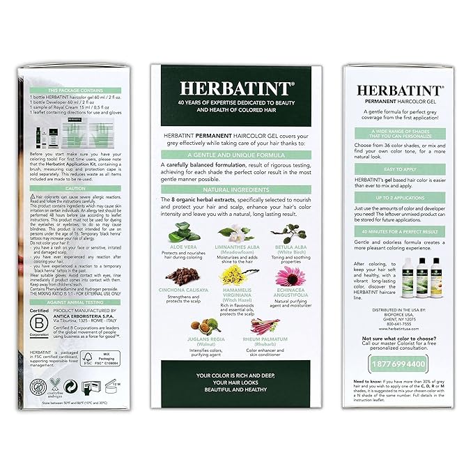 Herbatint Permanent Haircolor Gel, 7D