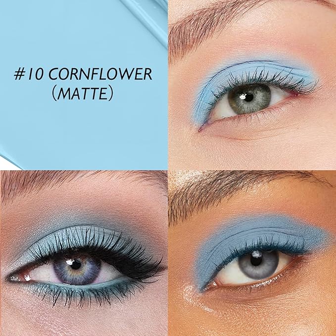 Eyeshadow Stick Matte Eye Shadow Pencil Cream to Powder Eye Brightener Crayon Long-Lasting Single Eyeshadow Buildable & Blendable High Pigmented Eye Liner Makeup for Women, 10 CORNFLOWER