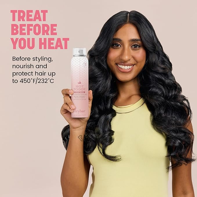 Drybar Hot Toddy Heat Protectant Mist Blanc Scent - Full Size| Lightweight Heat Protectant for Hair protects from Heat & Styling with Curling, Straightening and Styling Irons