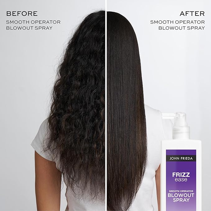 John Frieda Frizz Ease Smooth Operator Blowout Spray, Anti-Humidity, Hair Gloss, Heat Protection Spray for Hair, 6.77 Oz