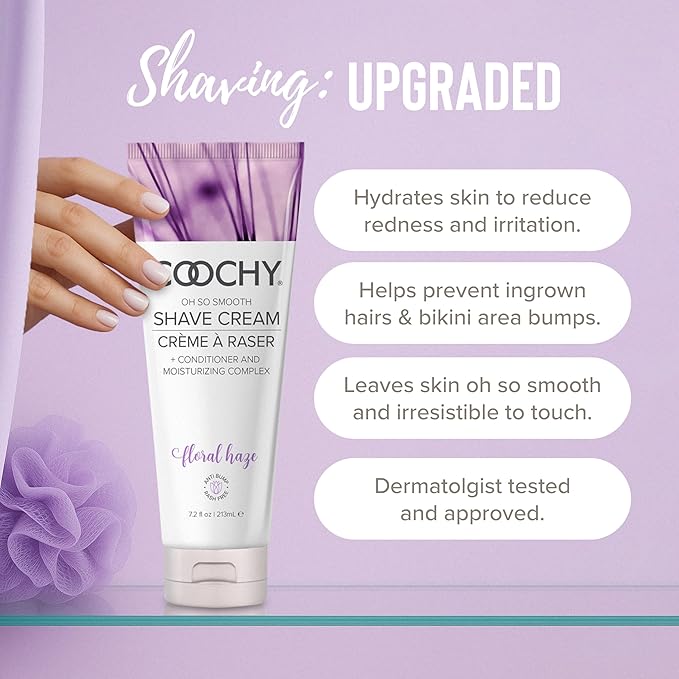 Coochy Intimate Shaving Cream | Shave Conditioner & Moisturizer for Face & Body | Ideal for Sensitive Skin Care, Anti-Bump | Floral Haze, 3.4 oz