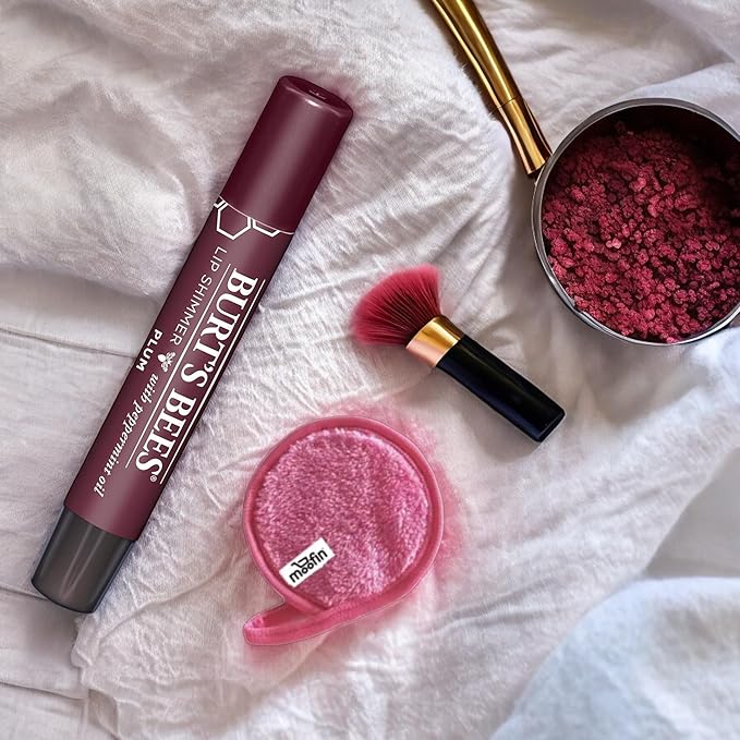 Lip Shimmer Shade, 100% Moisturizing Tinted Lip Balm, Bundled with Bonus Moofin Makeup Cleansing Cloth, Hydrating Beeswax & Fruit Oils, Lip Balm Shimmer, Clean Formula~ [Pack of 2]